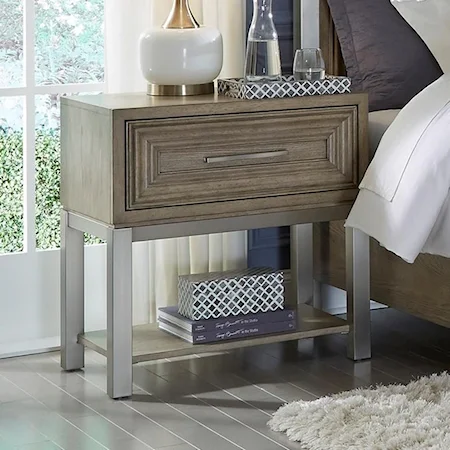 Transitional 1-Drawer Leg Nightstand